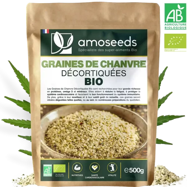 Graines de Chanvre Décortiquées Bio 500g