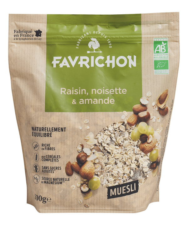 muesli raisin, noisette amande