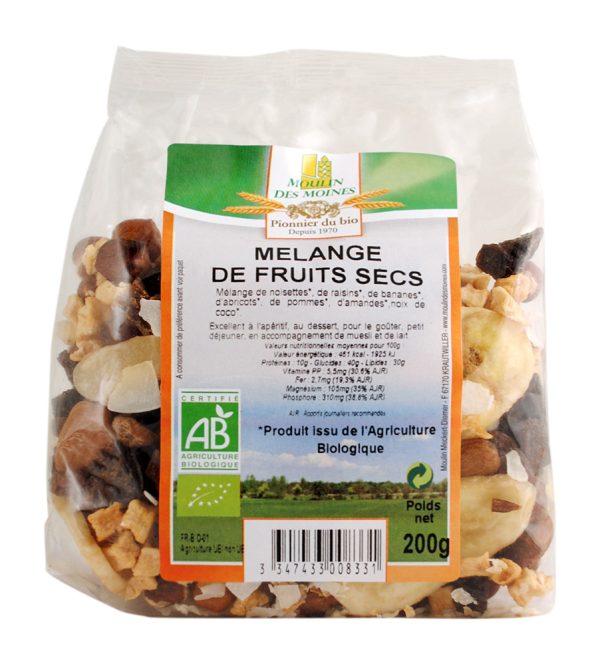 Mélange de fruits secs 200g bio