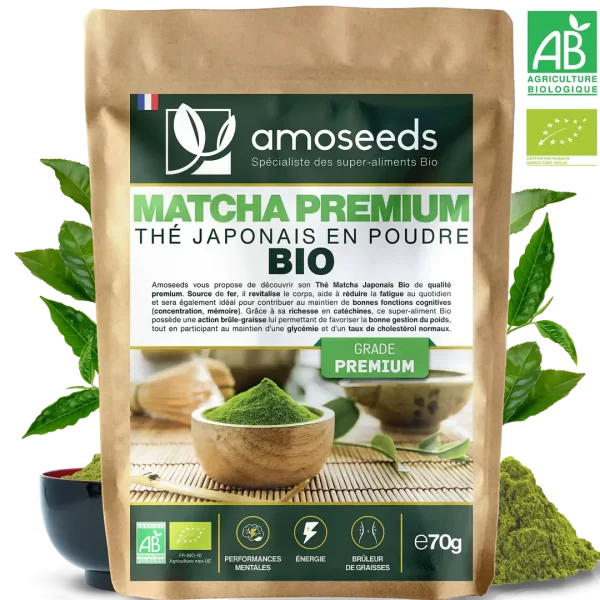 Thé Matcha Premium Japonais en Poudre Bio 70g