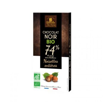 Tablette Chocolat noir 74% aux noisettes entières bio - 100g