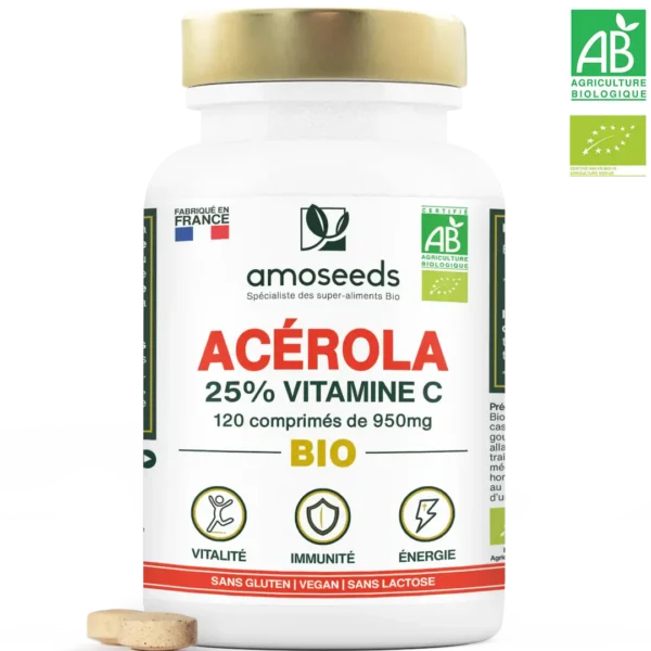 Acérola Bio, 25% Vitamine C | 120 comprimés