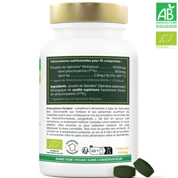 Spiruline Bio, 17% phycocyanine