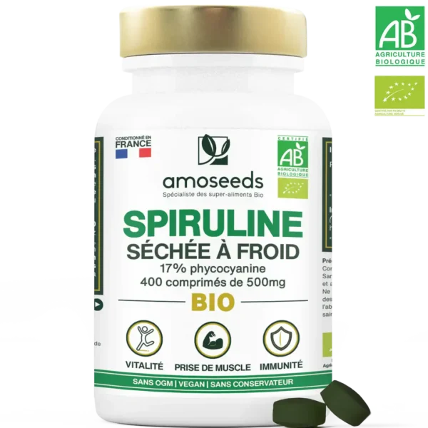 Spiruline Bio, 17% phycocyanine | 400 comprimés